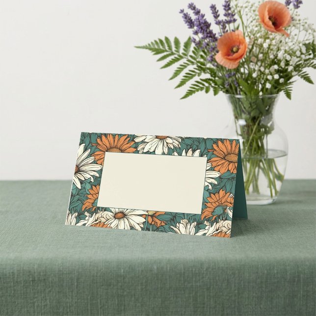 Placement Carte de nom d'invité à motif de fleurs de marguer (Pretty daisy flowers pattern guest name place card.)