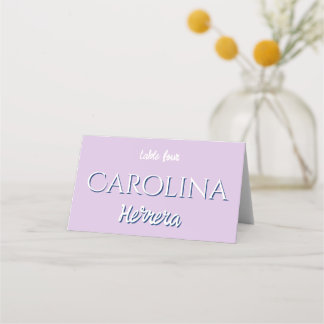 Placement Carte de nom d'invité minimaliste crème lilas clai
