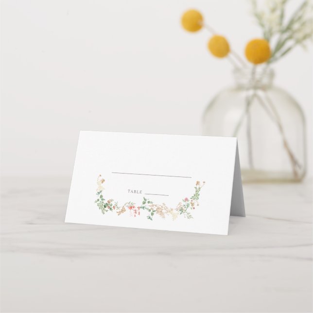 Placement Carte de nom florale Élégante Wildflower (Devant)