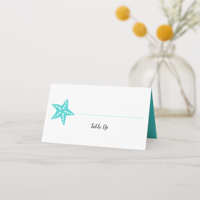 Placement Carte de numéro de table de mariage étoile de mer  (Devant)