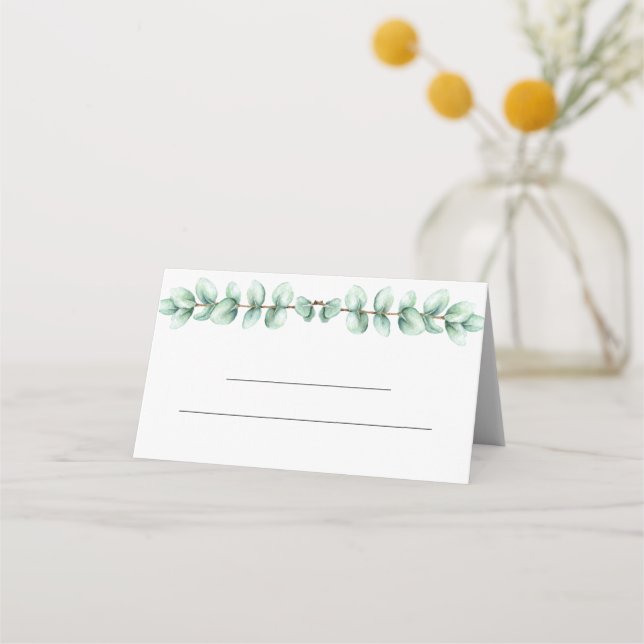 Placement Carte de numéro de table de mariage Eucalyptus Ver (Devant)