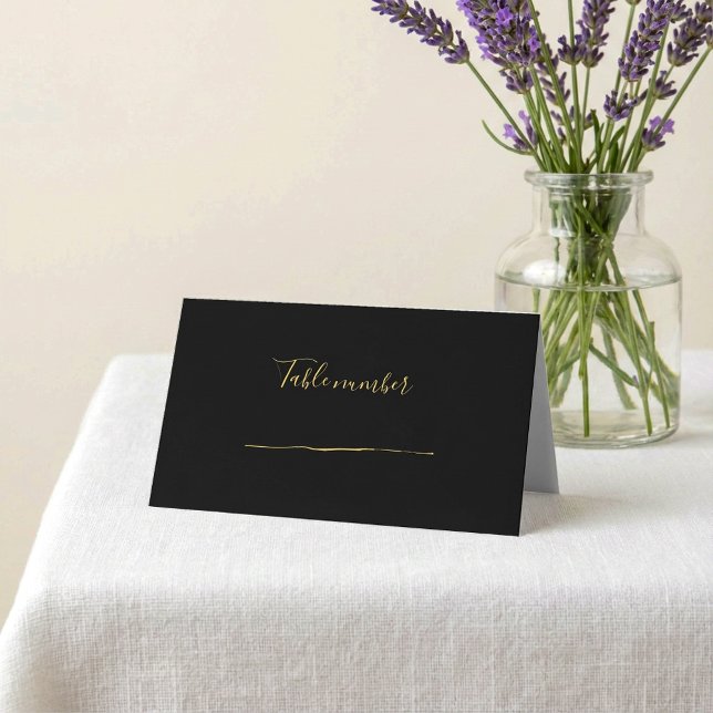 Placement Carte de numéro de table de réception style or enc (Gold ink style reception table number place card.)
