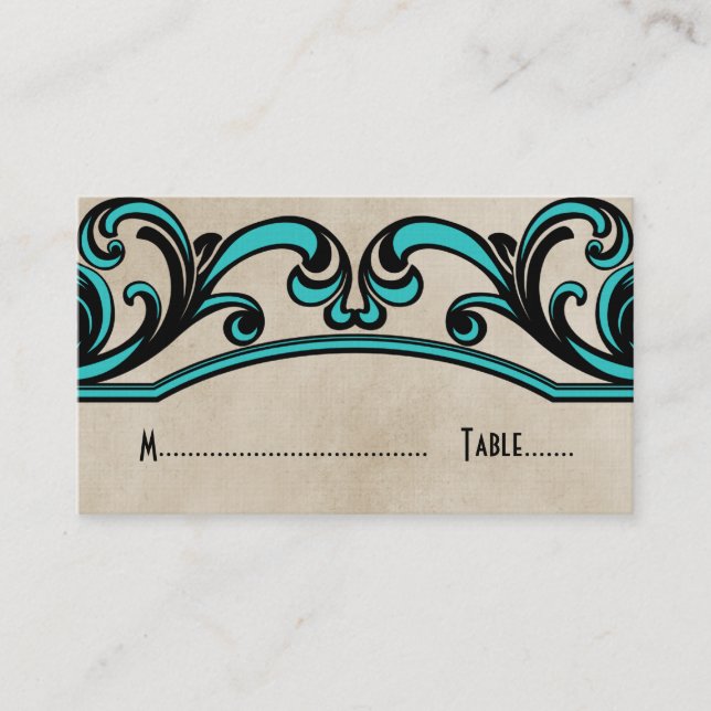 Placement Carte de place Aqua Gothic Swirls (Devant)