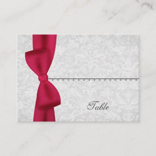 Placement Carte de place Argent et Bow Rouge - Mariage (Devant)