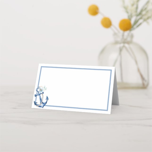 Placement Carte de place Baby shower nautique | Aquarelle bl (Devant)