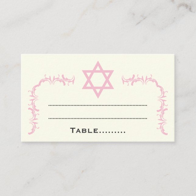 Placement Carte de place Bat mitzvah Rose Star de David dama (Devant)
