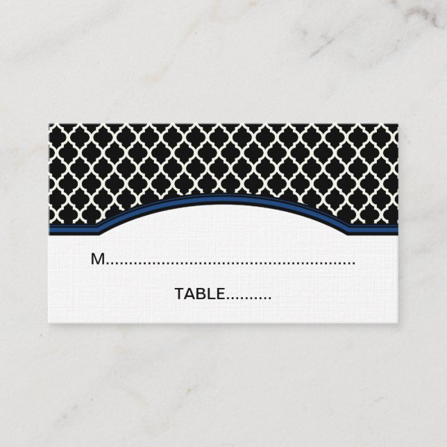 Placement Carte de place Blue Elegant Quatrefoil (Devant)
