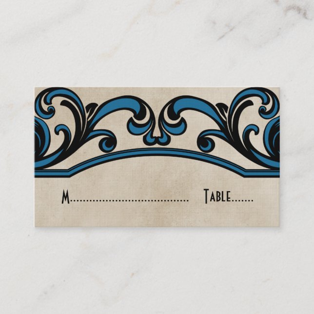 Placement Carte de place Blue Gothic Swirls (Devant)