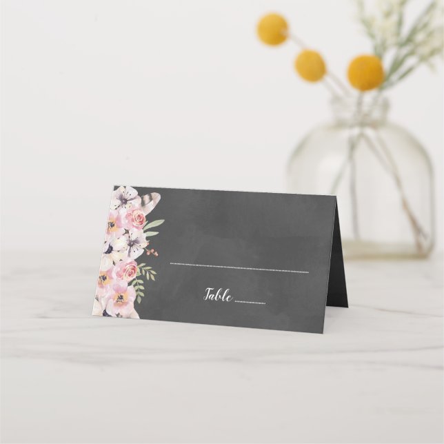 Placement Carte de place Boho Floral Chalkboard (Devant)