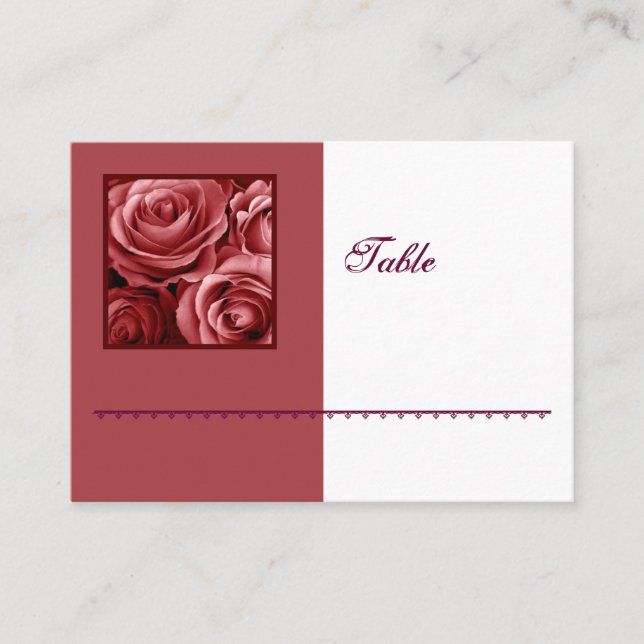 Placement Carte de place Bouquet Rose rouge - Réception de m (Devant)