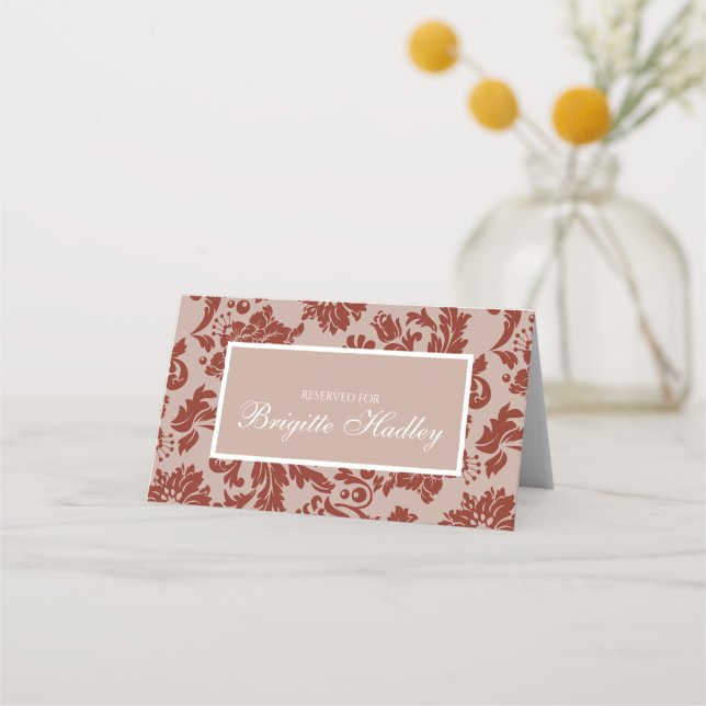 Placement Carte de place Burgundy damask personnalisée (Devant)