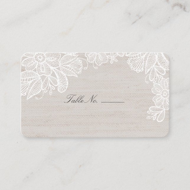 Placement Carte de place Burlap and Lace Table (Devant)