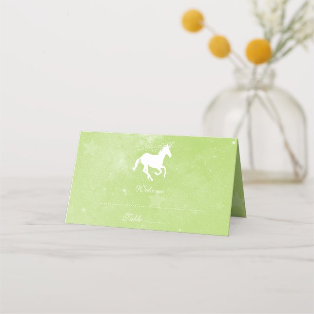 Placement Carte de place de la réception Unicorne verte (Devant)