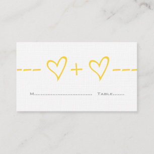 Placement Carte de place de l'équation du coeur jaune