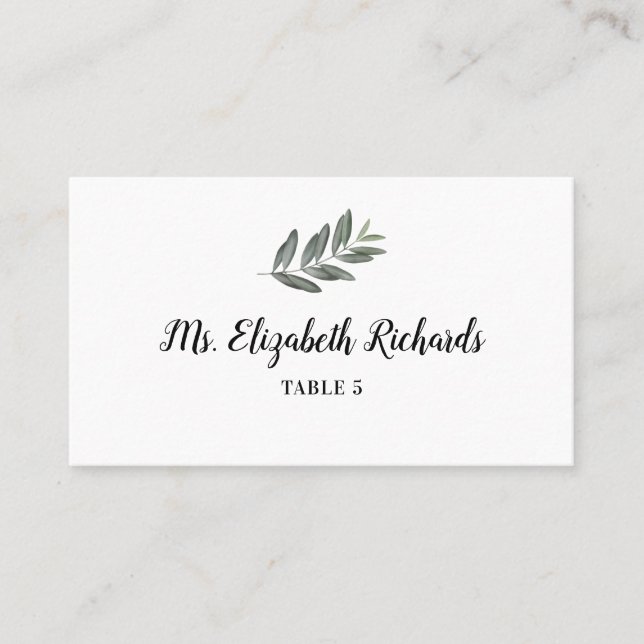 Placement Carte de place de table mariage avec branche d'aqu (Devant)