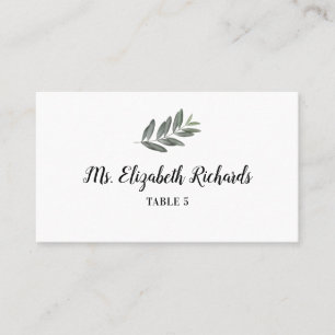 Placement Carte de place de table mariage avec branche d'aqu