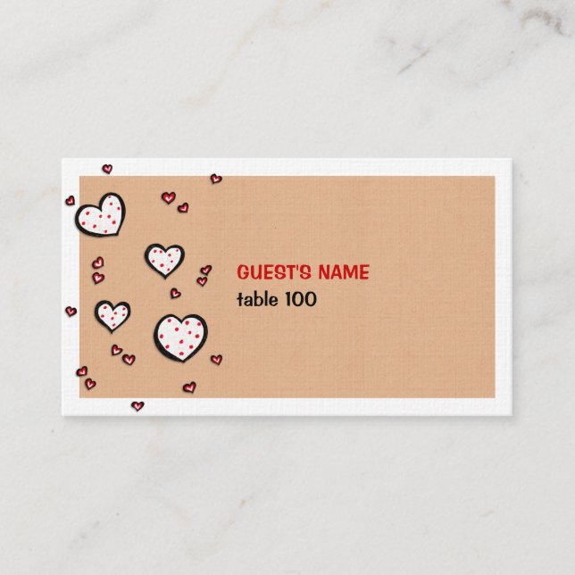 Placement Carte de place Dotty Hearts kraft (Devant)