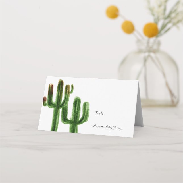 Placement Carte de place du Baby shower Boho Cactus (Devant)