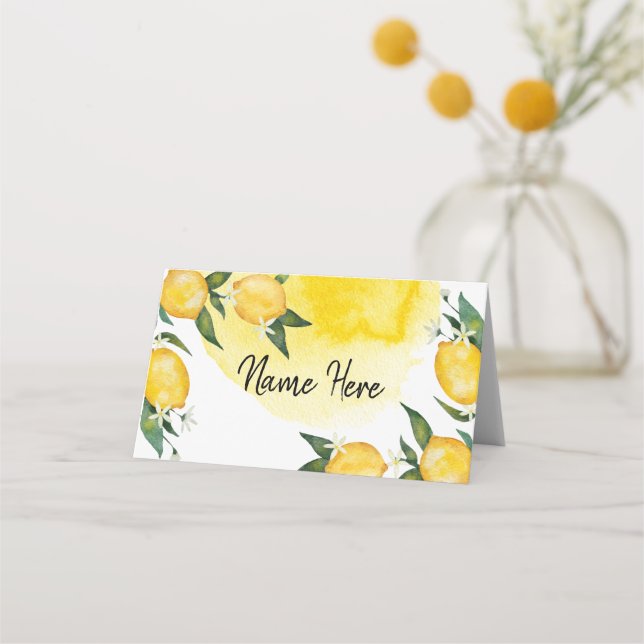 Placement Carte de place du Baby shower de citron (Devant)