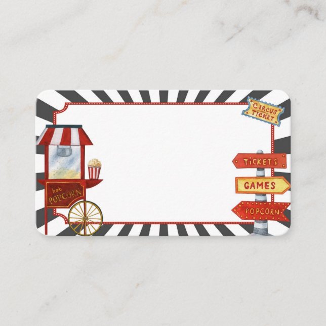 Placement carte de place du carnaval de cirque pour buffet é (Devant)