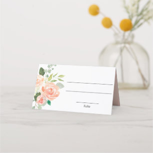 Placement Carte de place élégante florale de verdure de pêch