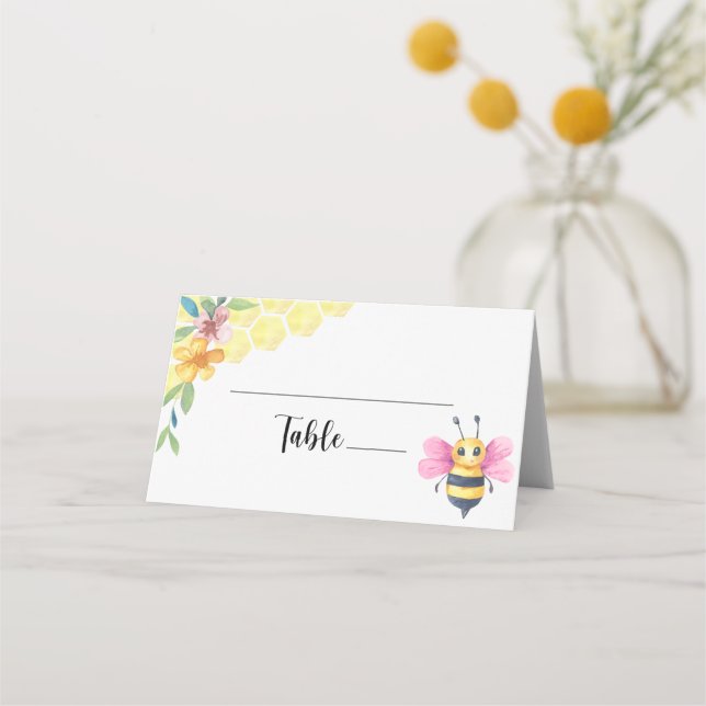 Placement Carte de place fleurie Bee and honeycomba (Devant)
