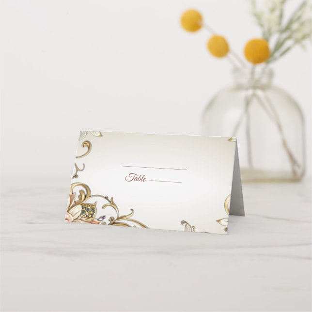 Placement Carte de Place Fleurie en Or Blanc (Devant)