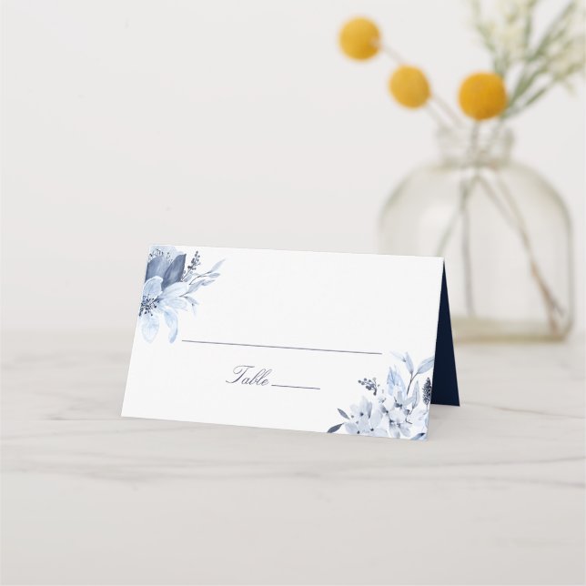 Placement Carte de place Floral bleu marine moderne (Devant)