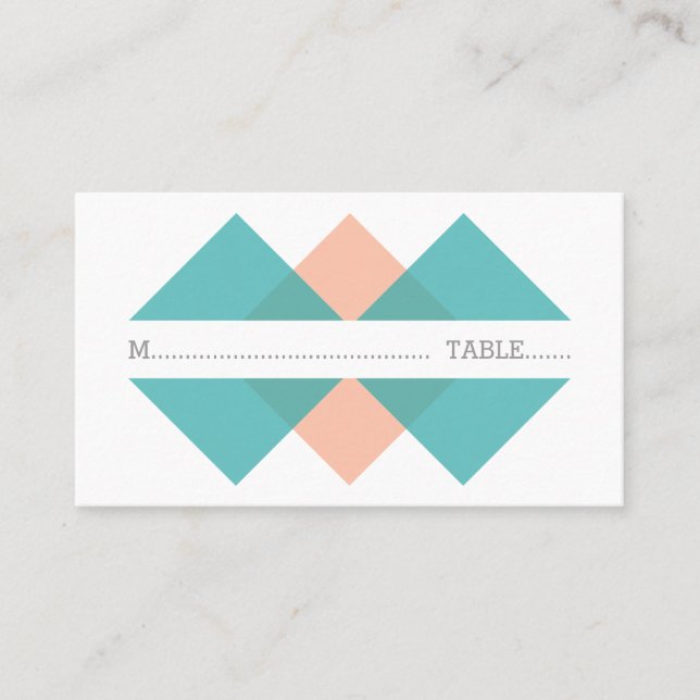 Placement Carte de place géométrique de corail turquoise (Devant)