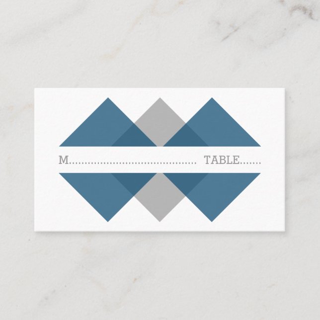 Placement Carte de place géométrique en gris bleu (Devant)