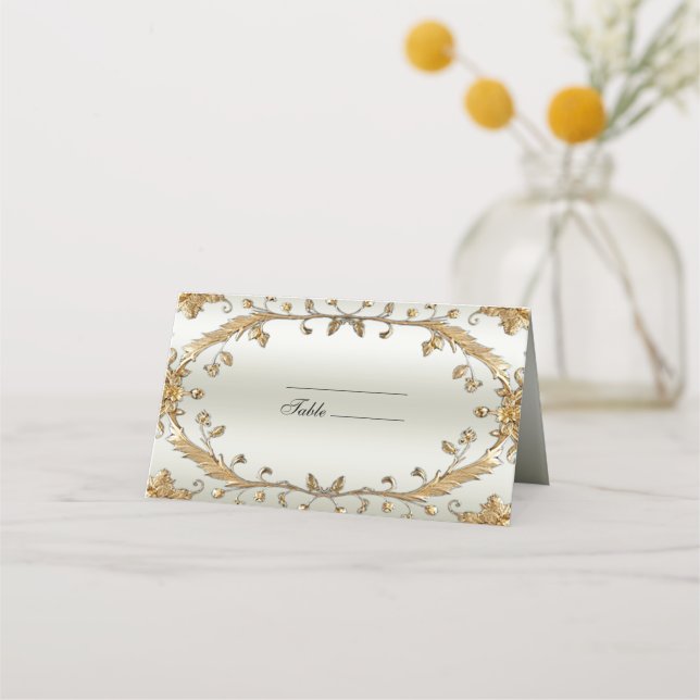 Placement Carte de place Golden Ornate Flowers (Devant)