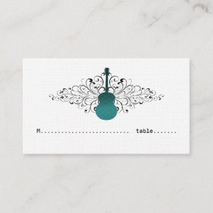 Placement Carte de place Guitare turquoise Swirls