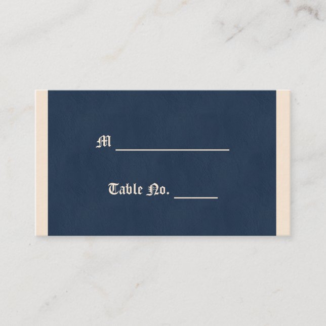 Placement Carte de place Mariage blanc et bleu marine (Devant)