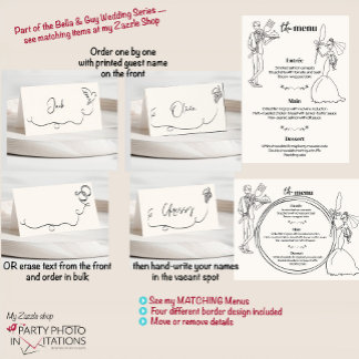 Placement carte de place mariage dessinée à la main