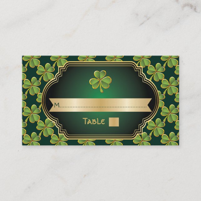 Placement Carte de place mariage Gold green Irish (Devant)