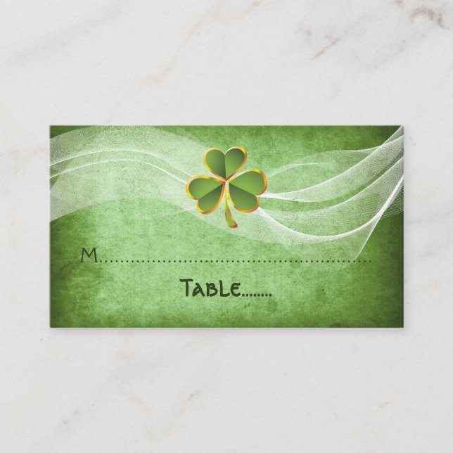 Placement Carte de place mariage irlandaise trèfle & voile v (Devant)