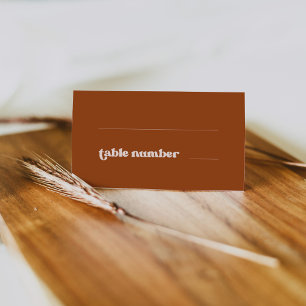 Placement Carte de place mariage orange rétro stylish