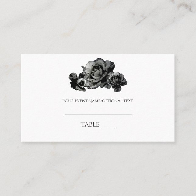 Placement Carte de place Mariage Rose Black Watercolor (Devant)
