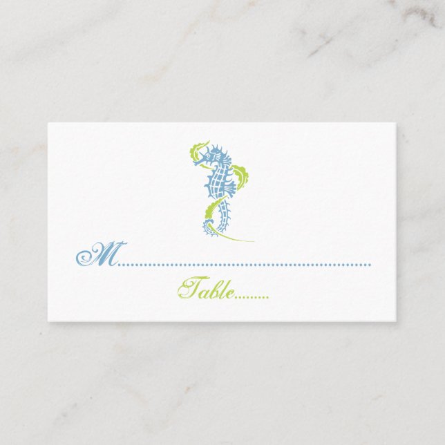 Placement Carte de place mariage vert bleu marine (Devant)