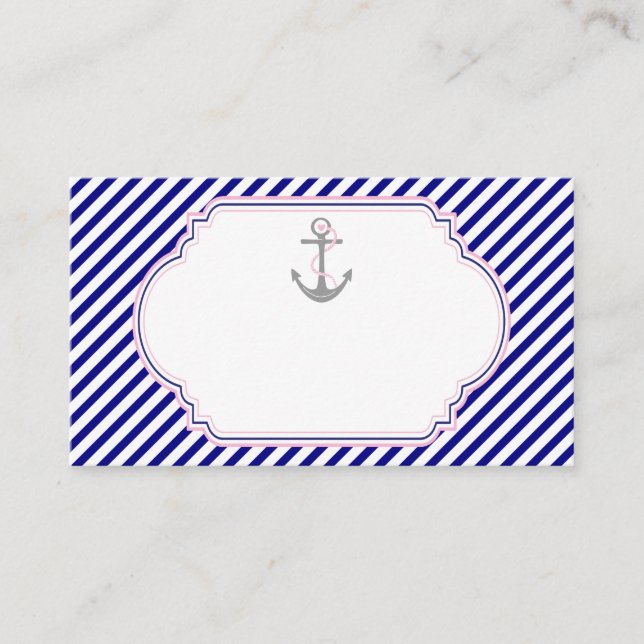 Placement Carte de place marine bleu, ancre rose mariage nau (Devant)