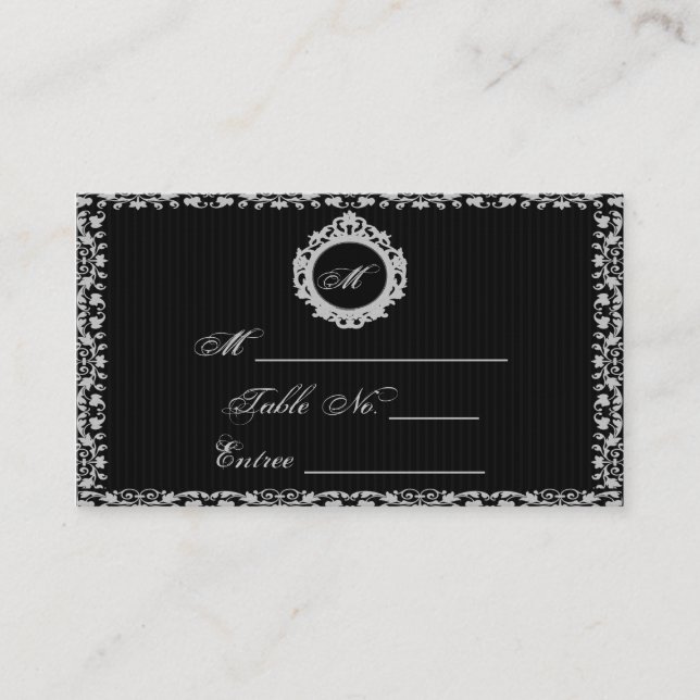 Placement Carte de place Monogramme cadre gothique (Devant)