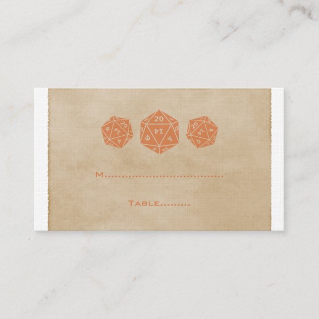 Placement Carte de place Orange Grunge D20 Dice (Devant)