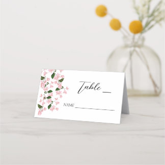 Placement Carte de place pliée aux fleurs de Bougainvilliers