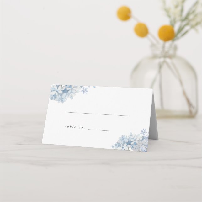 Placement Carte de place pliée Mariage Blue Hydrangeas (Devant)