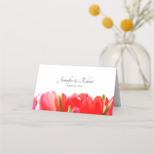 Placement Carte de place pliée Mariage de Tulipes rouges