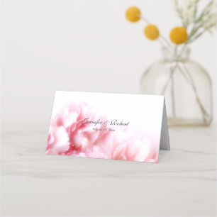 Placement Carte de place pliée Mariage oeillets rose