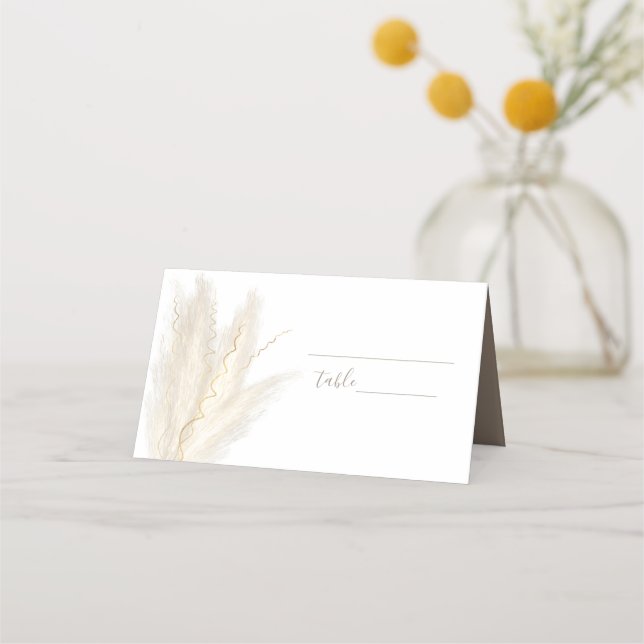 Placement Carte de place pliée Mariage Pampas automatique (Devant)
