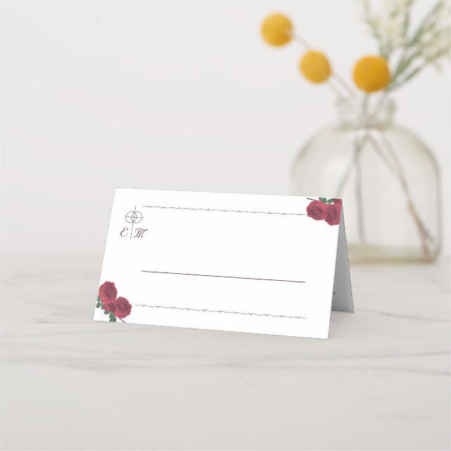 Placement Carte de place pliée Rose fine (Devant)