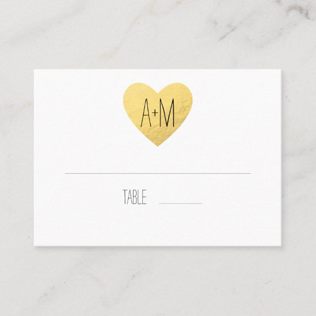 Placement Carte de place pour mariage de coeur doré (Devant)