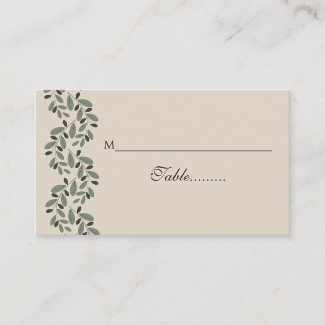 Placement Carte de place pour mariage de guirlande d'olivier (Devant)